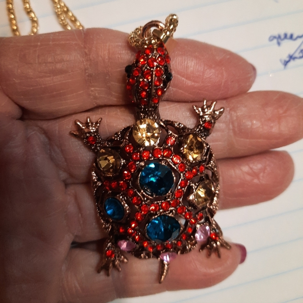 New Red and Blue Turtle Necklace